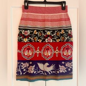 Anthropologie Moth Embroidered Sweater Skirt
